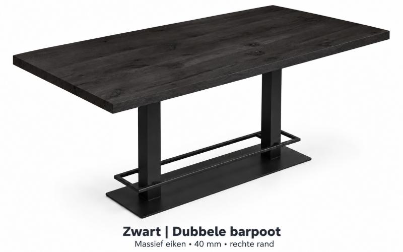 Eiken bartafel met rechte rand &ndash; dubbele barpoot